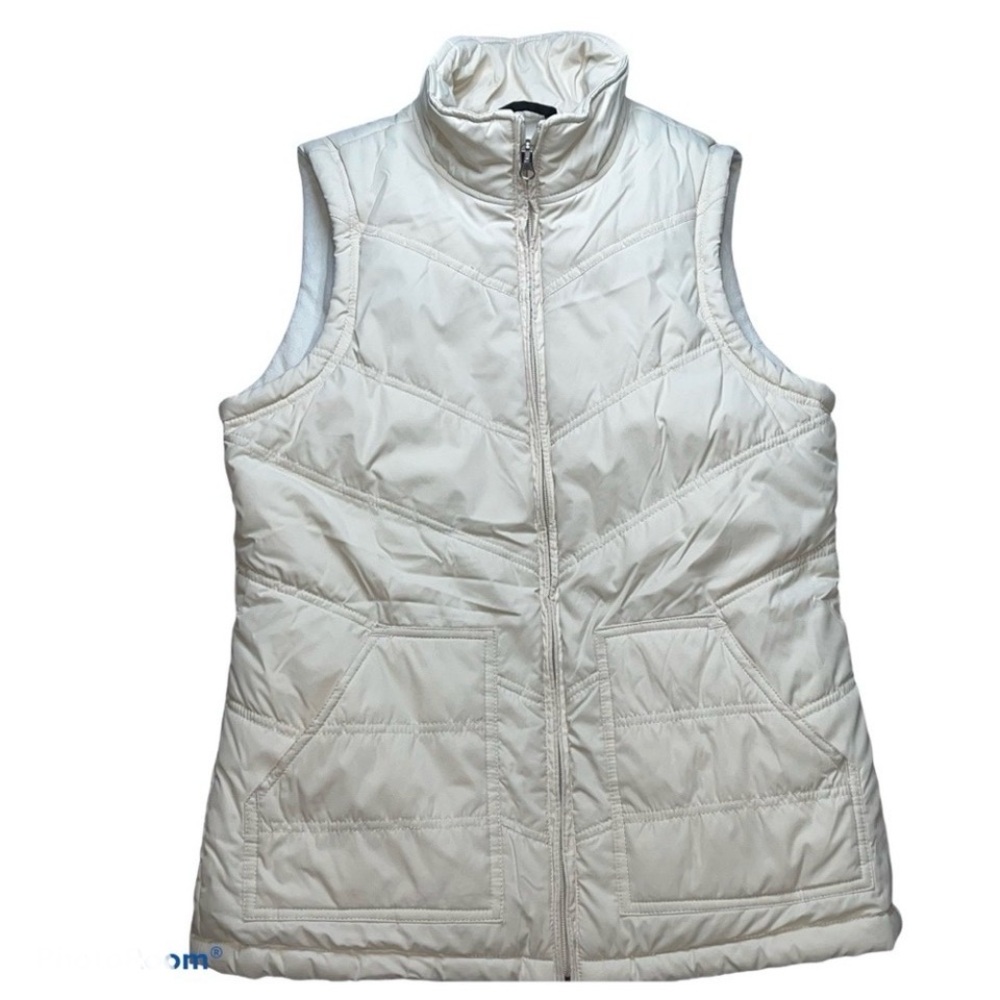 G.H. BASS & Co. cream/beige/tan puffer vest. Women’s size small. Polyester.